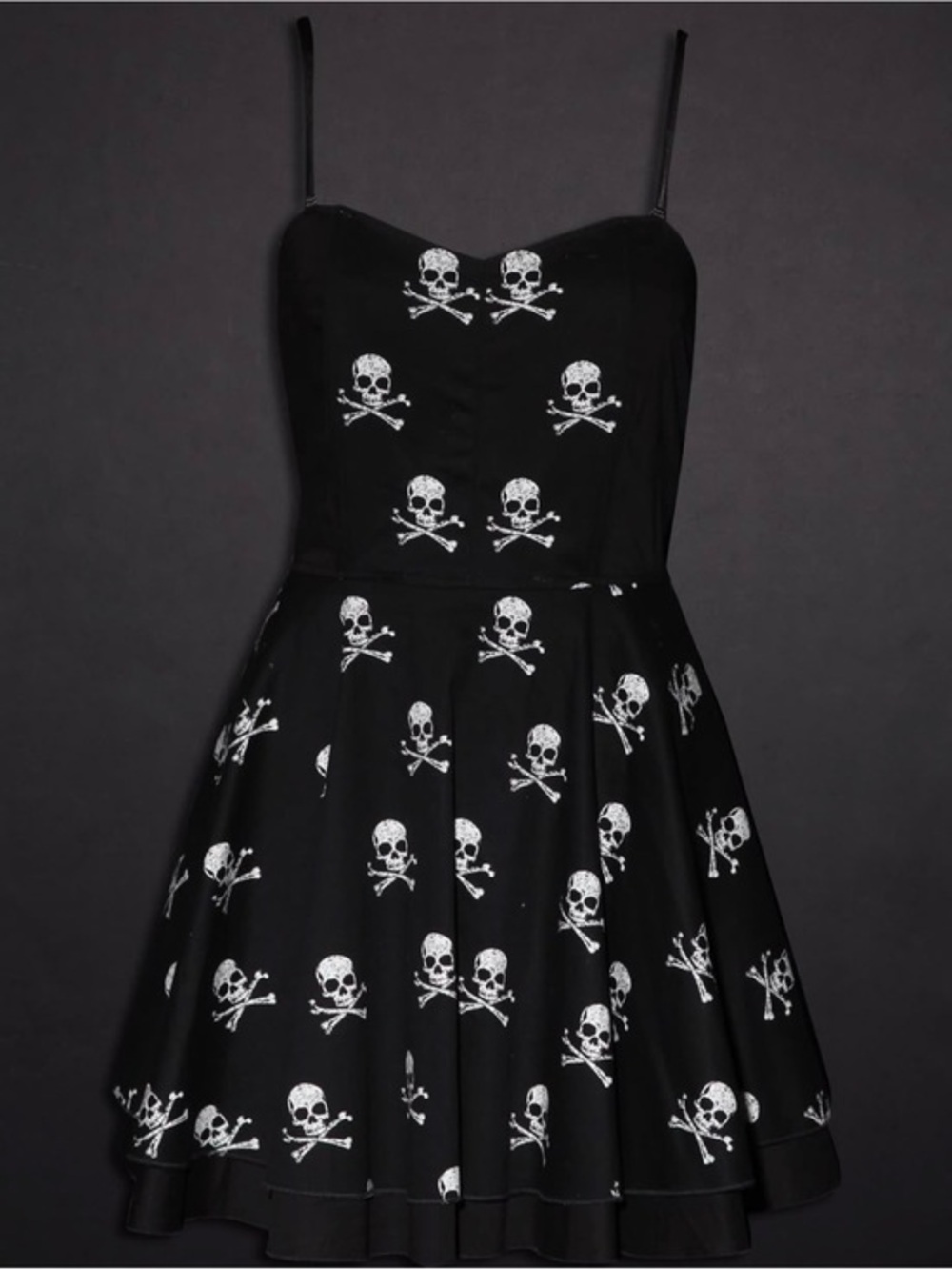 RockSteady Black Mini Dress with White Skull Print
